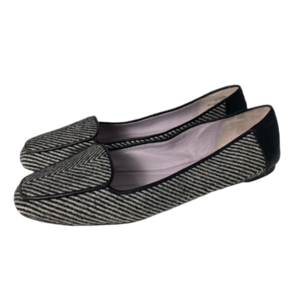 Johnston & Murphy Striped White/Black Casual Career Shoe Flats 8.5
